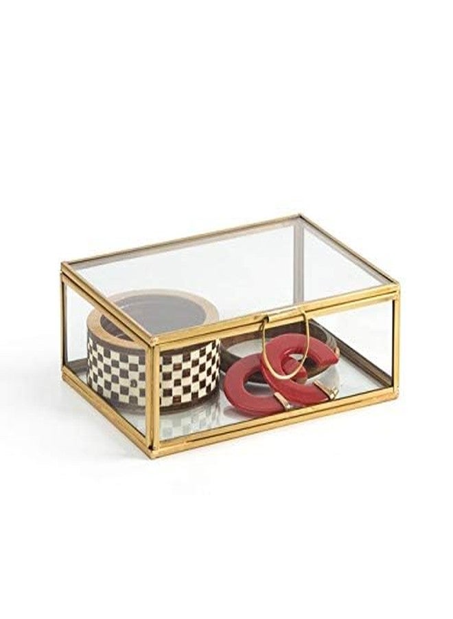 ARTINCO صندوق عرض زجاجي نحاسي من مجموعة آرت إنديا، ذهبي اللون، 4 × 3 × 1.5 بوصة - Image 3